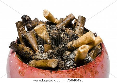 Old cigarette butts in ashtray
