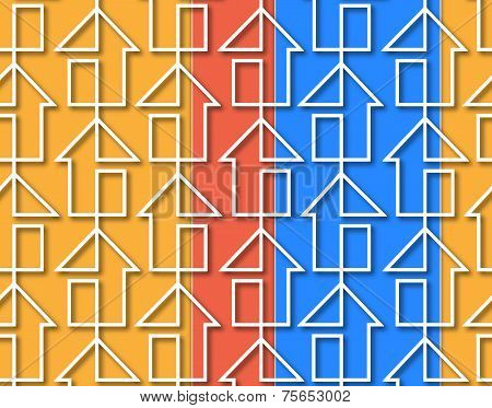 Line Of Houses On Multicolor Background