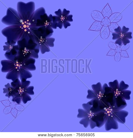 blooming background with purple flowers