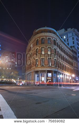 Boston City Streets At Night