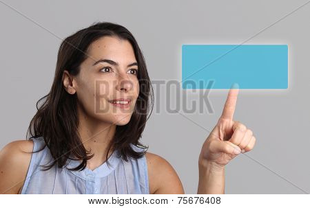 Young Woman Activating A Virtual Screen