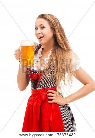Bavarian girl isolated over white background
