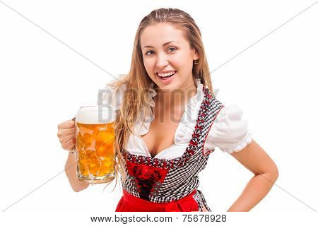 Bavarian Girl Isolated Over White Background