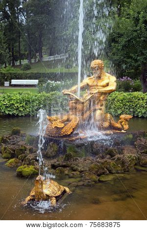 Fountain Triton And Sea Monster In Pertergof, Saint-petersburg