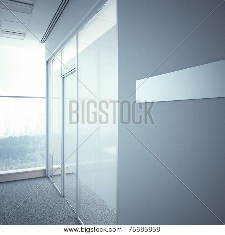 metal nameplate near the office door