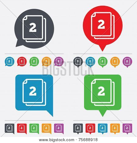 In pack 2 sheets sign icon. 2 papers symbol.