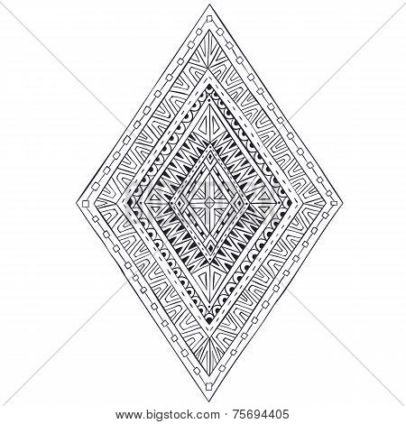 Original drawing ethnic tribal doddle rhombus 4.