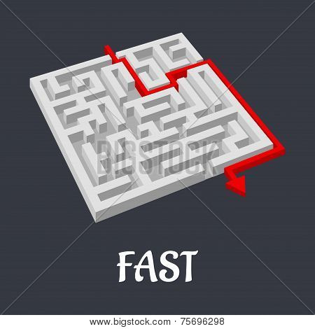 Labyrinth puzzle with a fast short solution