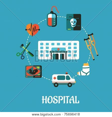 Hospital flat inforgraphic design