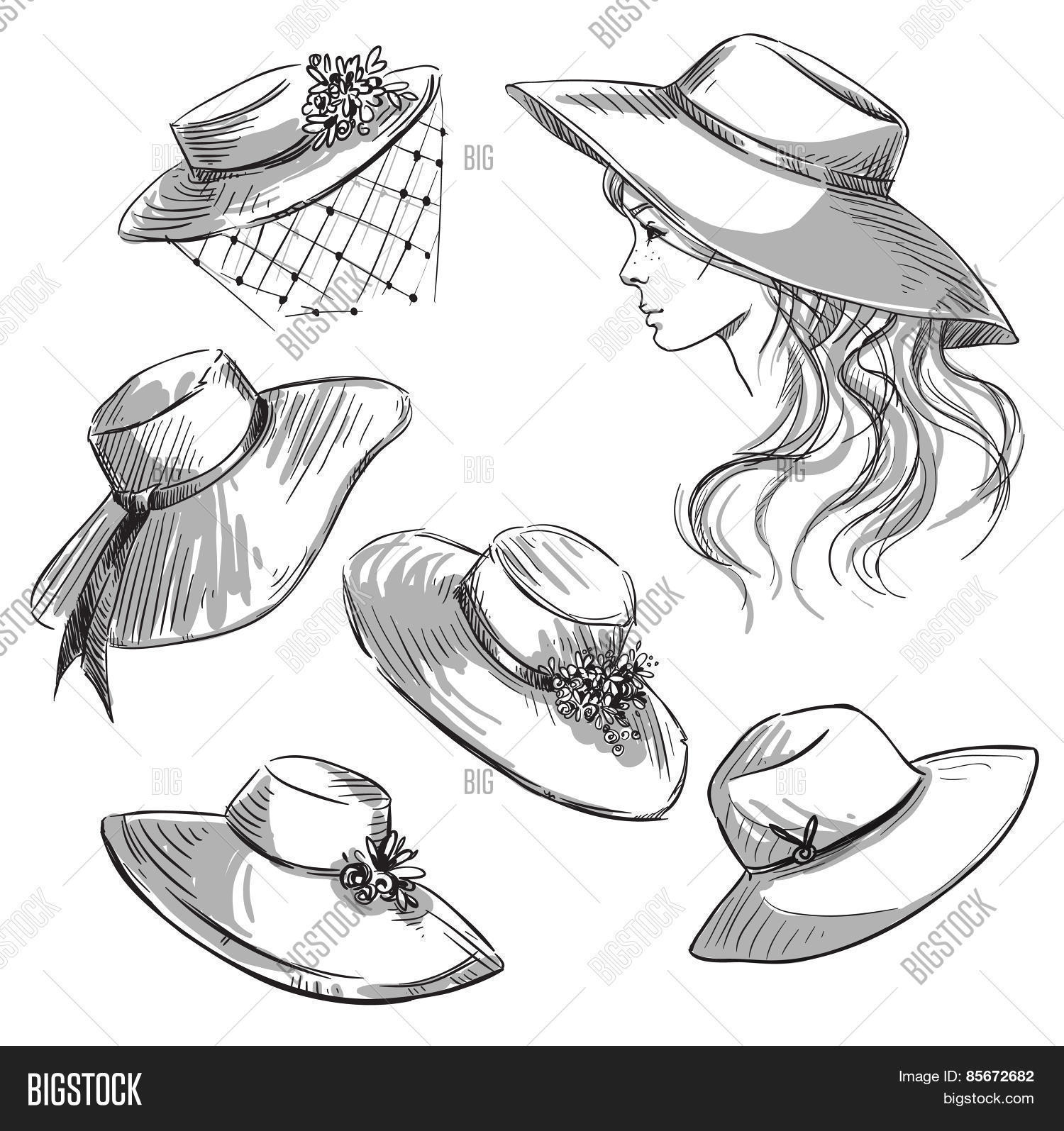 Set Hats. Girl Hat. Vector & Photo (Free Trial) Bigstock