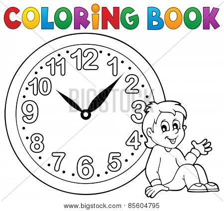 Coloring book clock theme 1 - eps10 vector illustration.