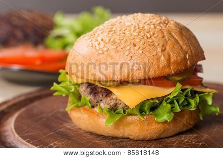 Closeup Of Classic Burger