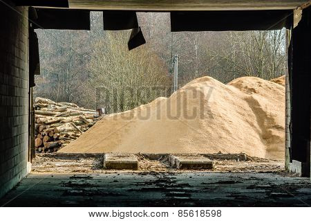 Pile Of Saw Dust Outside