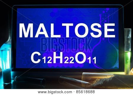 Tablet with chemical formula of  maltose.