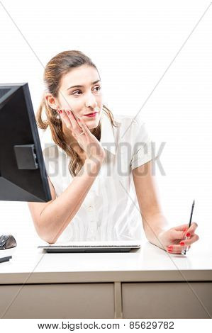 Office worker scheming and ploting