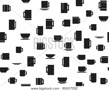 Vector seamless pattern of cups.
