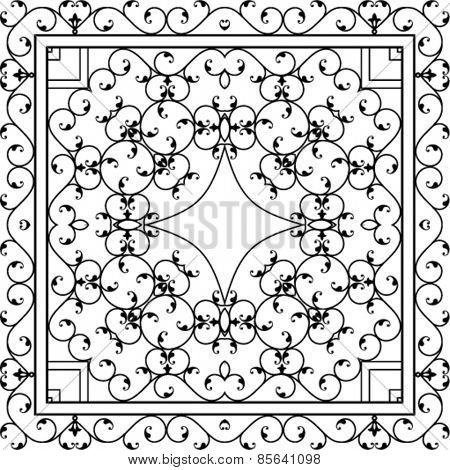 Wrought Iron Fireplace Grill Vector Art