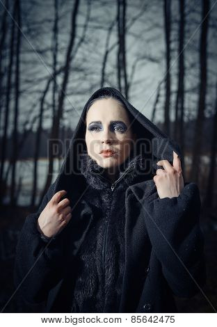 Fashionable Woman, Outdoor Posing In March