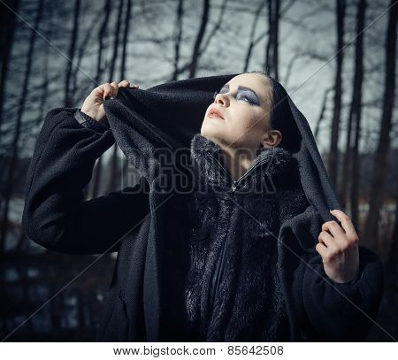 Fashionable Woman, Outdoor Posing In March