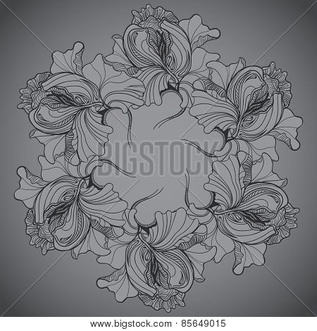 Vector background with ornament of the graphic flowers.