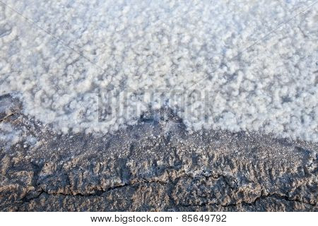 Sea Water On Dirt In Salt Farm Become To Be Salt  After Past Processing Sun Burn Several Day This Is