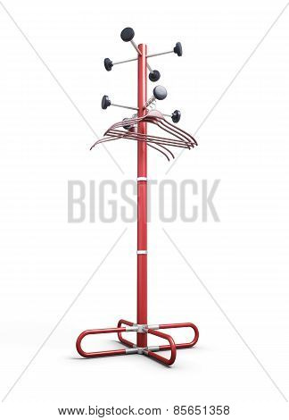 Rack With A Coat Hanger For Clothes On A White