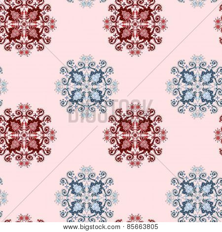 Ornamental Seamless Pattern On Pink