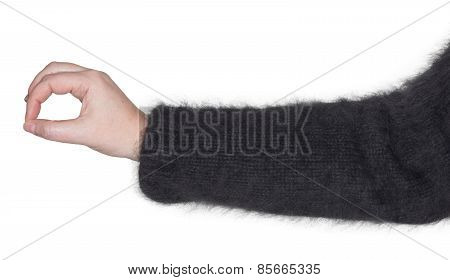 A woman's arm with a gesture with his hand