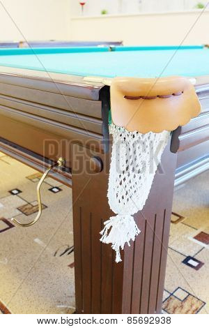 Closeup pocket billiard table