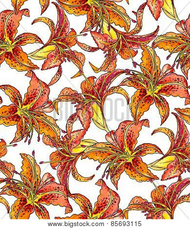 lilies seamless pattern