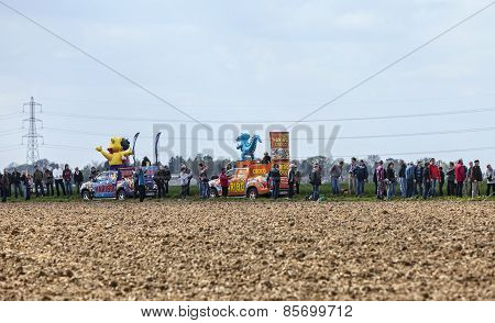 The Publicity Caravan During Paris Roubaix Cylcing Race