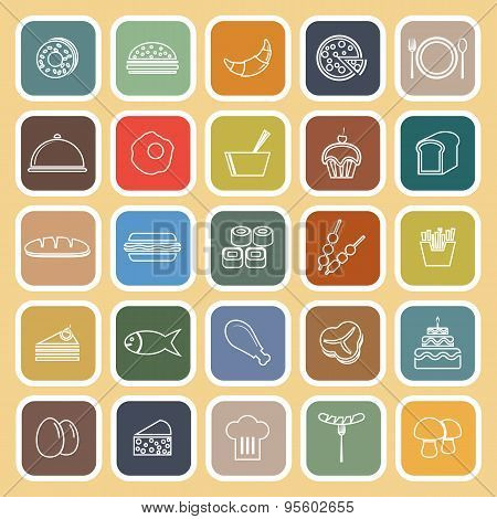 Food Line Flat Icons On Yellow Background