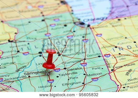 Springfield pinned on a map of USA