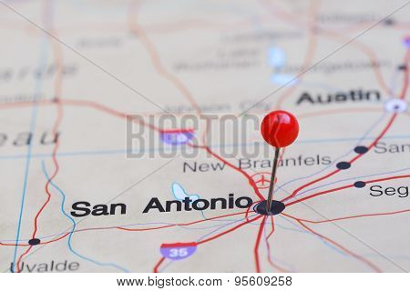 San Antonio pinned on a map of USA