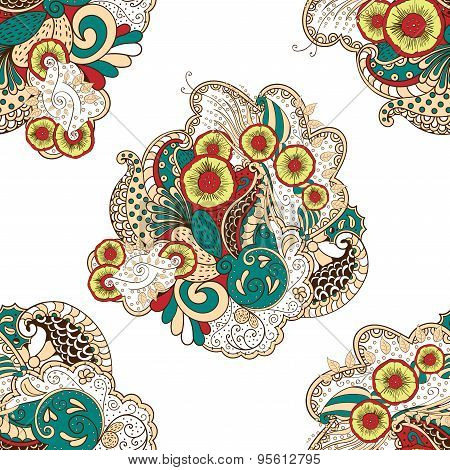 Mehendi tracery pattern, Seamless, handmade hindi