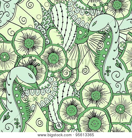 Mehendi tracery pattern, Seamless, handmade Natural mood, peacock