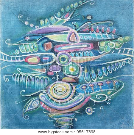 Abstract Painting. Bouquet Of Peas. Native Pattern