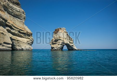 Picturesque Sea Landscape And White Rocks At Kleftiko, Milos, Greece