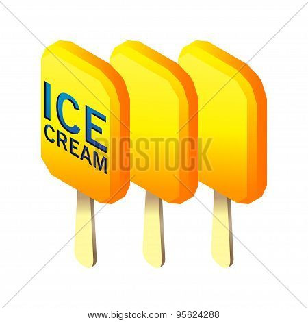 Isometric Ice Cream With Stick.