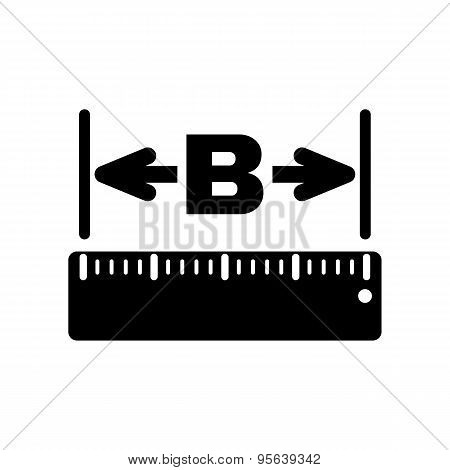 The Width Icon. Measurement And Ruler Symbol. Flat
