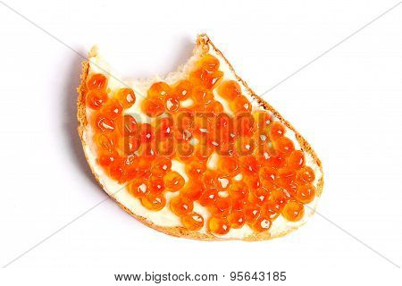 Red salmon caviar sandwich with butter