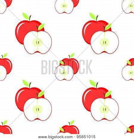 Sliced red apple with leaf