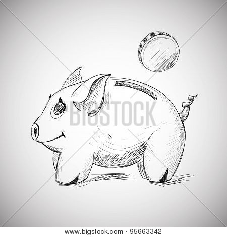 Piggy Bank Hand Drawing