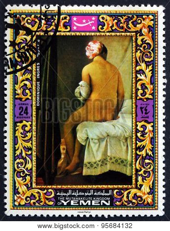 Postage Stamp Yemen 1970 Seated Woman, By Dominique Ingres