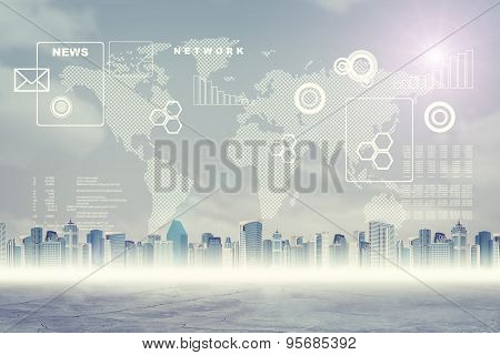 Abstract virtual background with world map