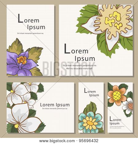 Set of invitation card templates with flower