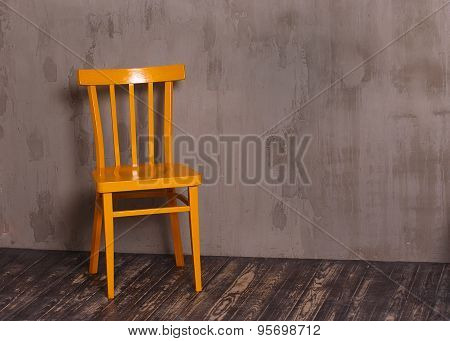 Yellow Wooden Chair In Nterior Room
