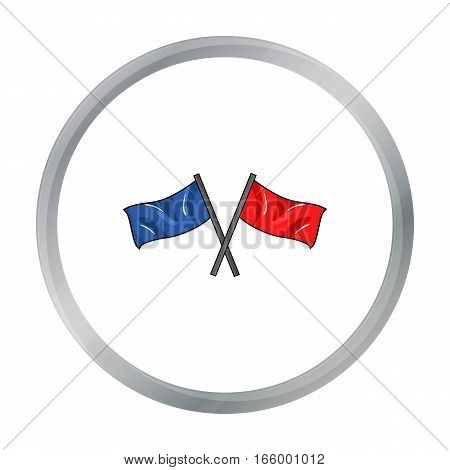 Red and blue flags icon in cartoon design isolated on white background. Paintball symbol stock vector illustration. - stock vector