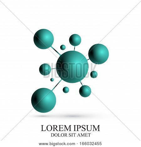 3D Logotype icon dna and molecule. Vector template Logo for medicine, science, technology, chemistry, biotechnology