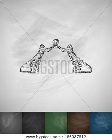 Monument of the three charters icon. Hand drawn vector illustration. Chalkboard Design